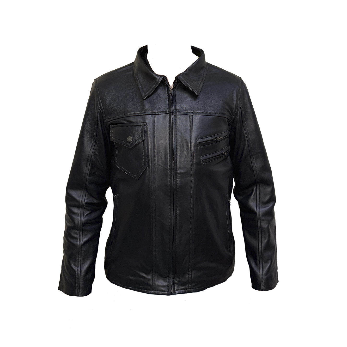 Chamarra de Piel con Cuello Desmontable