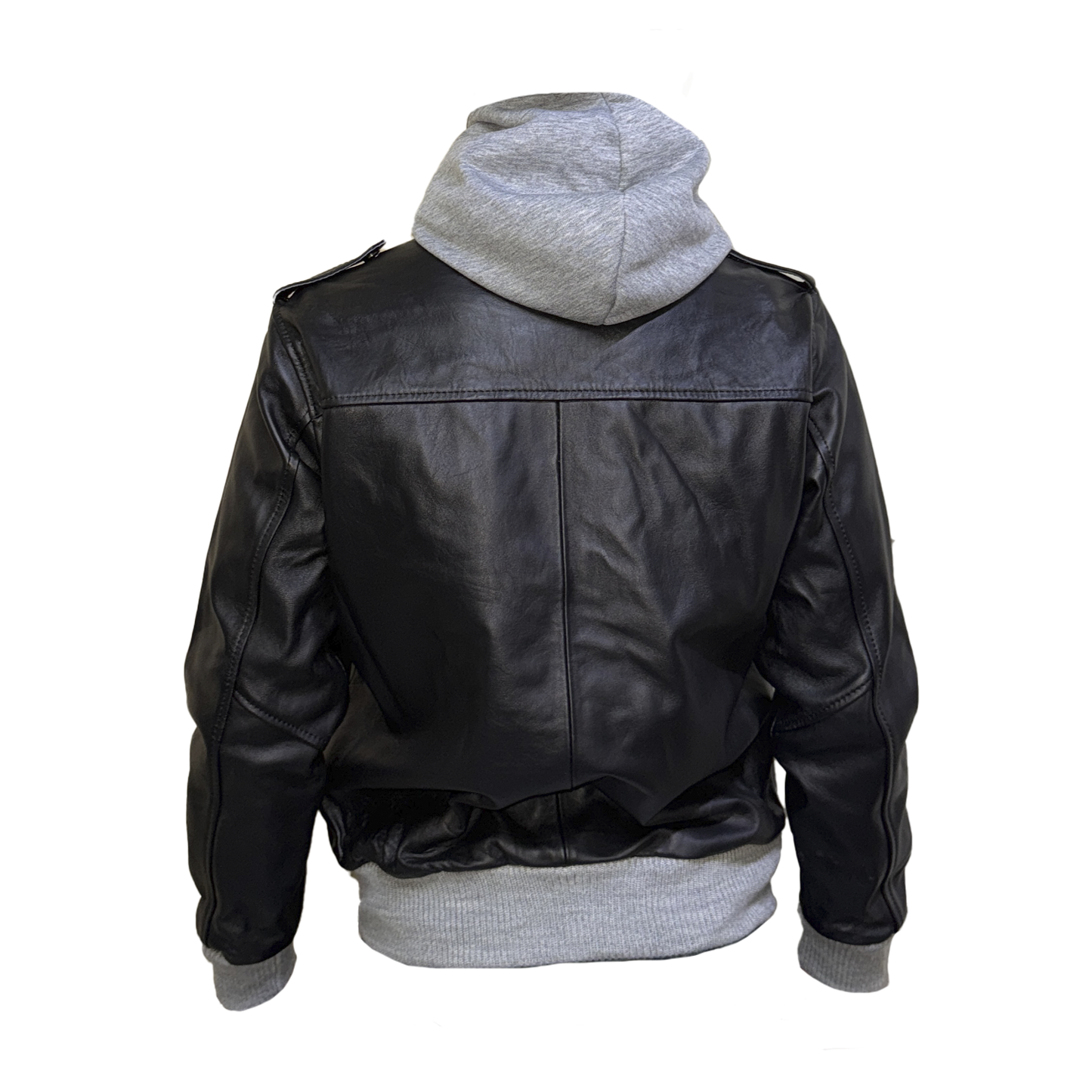 Chamarra de Piel con Hoodie Desmontable